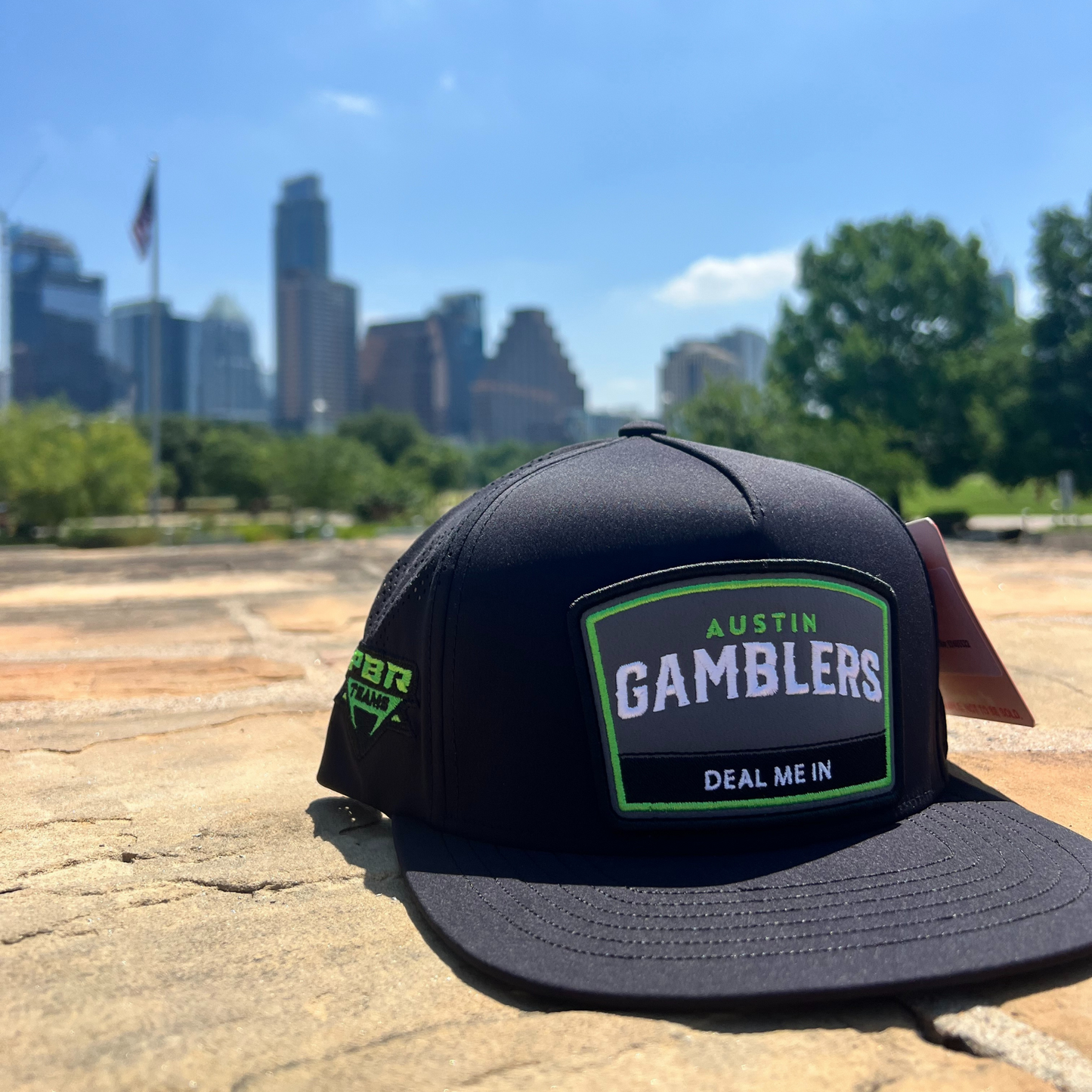 Austin Gamblers Black "Deal Me In" Patch Hooey Performance Snapback Hat