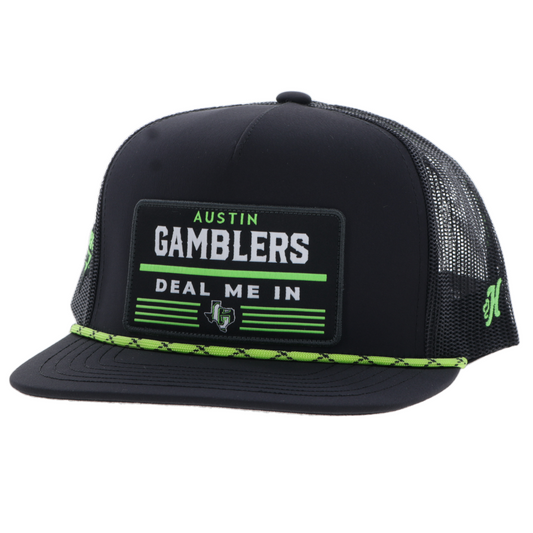 Austin Gamblers Black "Deal Me In" Patch Hooey Trucker Snapback Hat