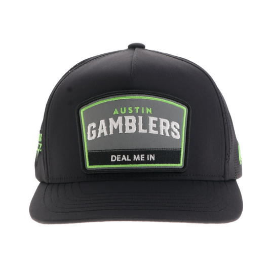 Austin Gamblers Black "Deal Me In" Patch Hooey Performance Snapback Hat