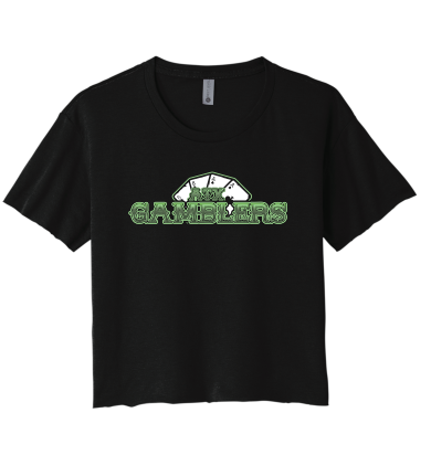 Women's Austin Gamblers Black Playing Cards Cropped T-Shirt