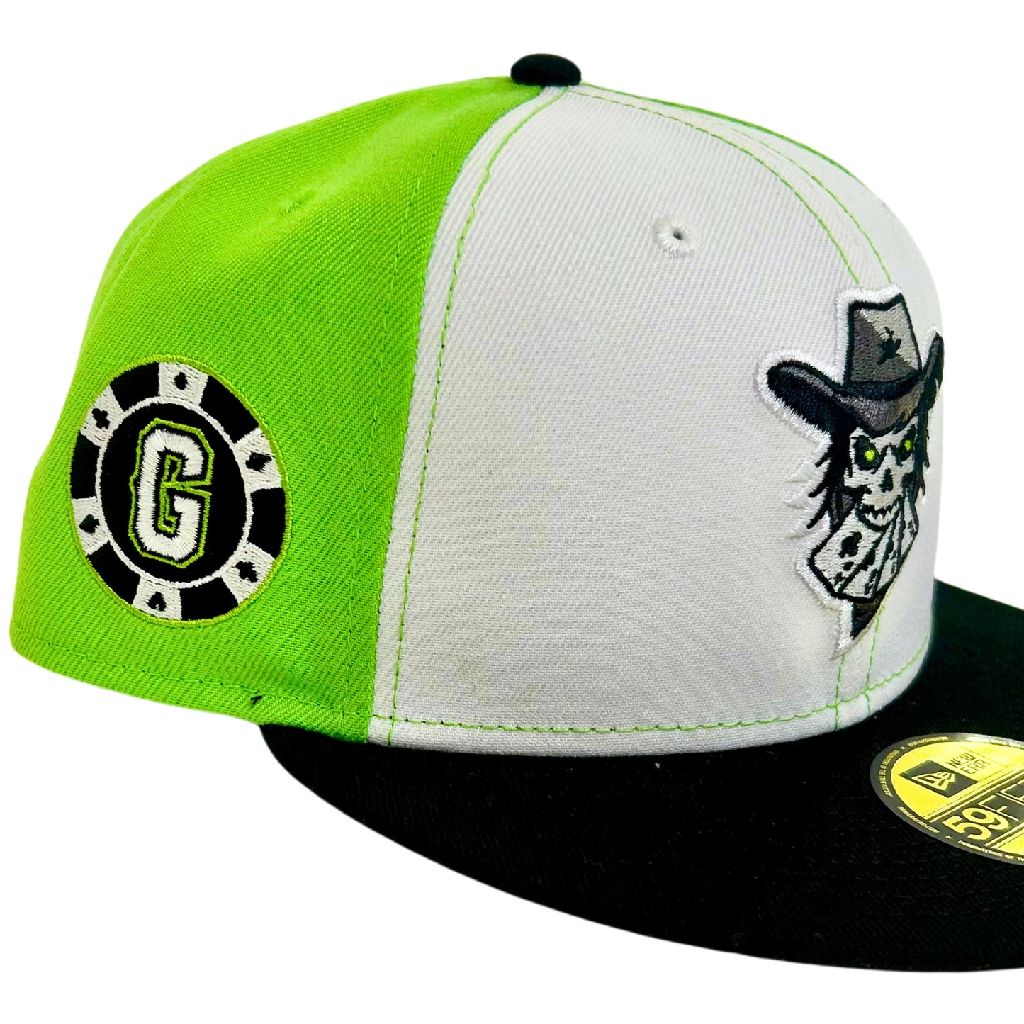 Austin Gamblers Lime & White New Era 6th Street Chutes Collection 59FIFTY Fitted Hat