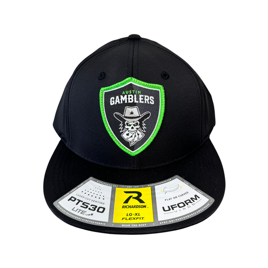 Austin Gamblers Black Shield Patch Richardson PTS30 Flex Fit Hat