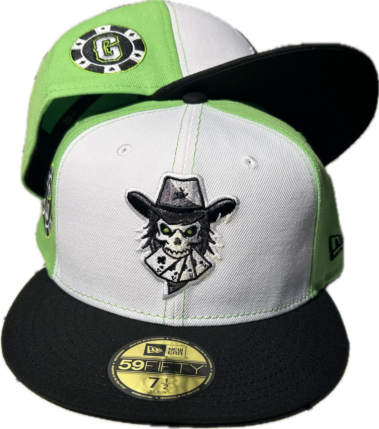 Austin Gamblers Lime & White New Era 6th Street Chutes Collection 59FIFTY Fitted Hat