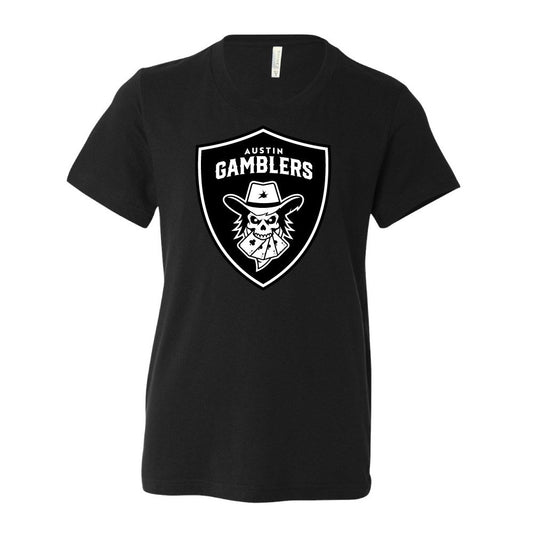 Youth Austin Gamblers Black Shield T-Shirt