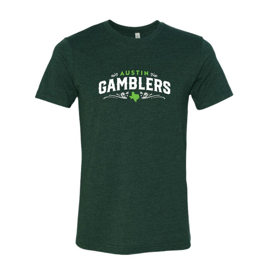 Austin Gamblers Dark Green Western Wordmark T-Shirt